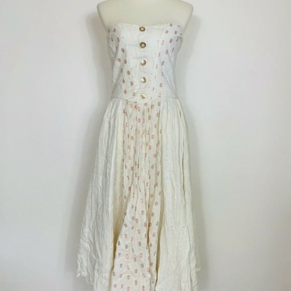 Free People Womens Amanda Ivory Polka Dt - Picture 4 of 11